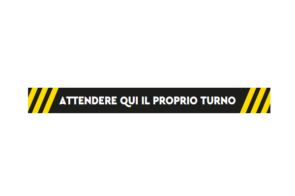 Adesivo nero calpestabile attendere qui il proprio turno  98x10 cm - Linea Igienizzante