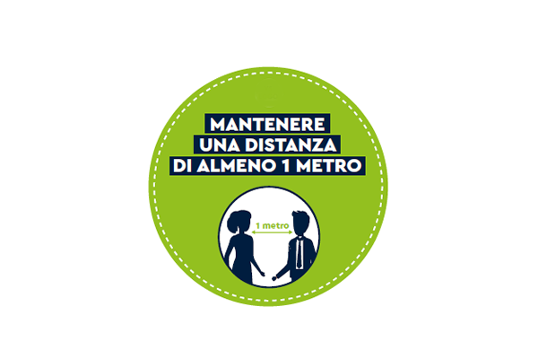 Adesivo verde calpestabile mantenere la distanza di 1 metro 32x32 cm - Linea Igienizzante