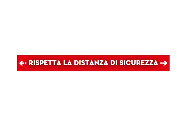 Adesivo rosso calpestabile rispetta la distanza di sicurezza  98x10 cm - Linea Igienizzante